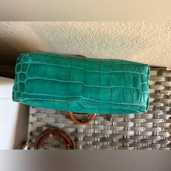 **SOLD** Dooney & Bourke Mini Turquoise Croco Embossed Satchel Bag - Picture 7 of 17